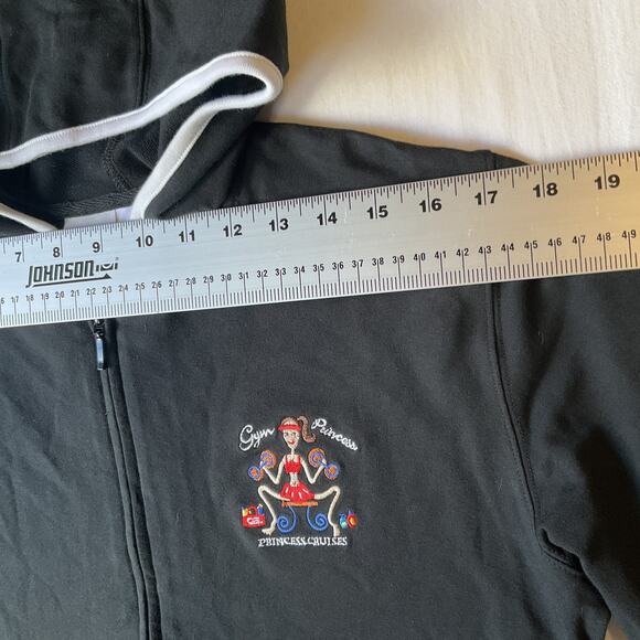 Princess Cruises Women Hoodie Jacket L Black Gym Princess Embroidery Full Zip - Picture 4 of 9